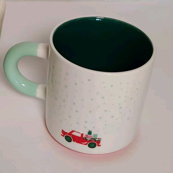 2 Hallmark Christmas Mugs Santa Reindeer Watching Tea Coffee Cup 16 oz - Picture 13 of 16